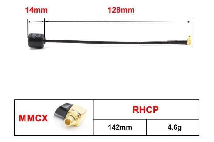 Антена 5.8GHz Maple 2dB MMCX RHCP 140 мм DT2133UA фото