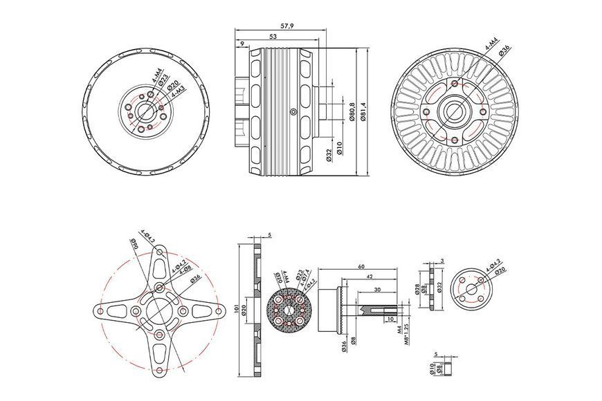 Мотор T-Motor AT7215 30CC KV270 8S 4800W для літаків DT1850UA фото