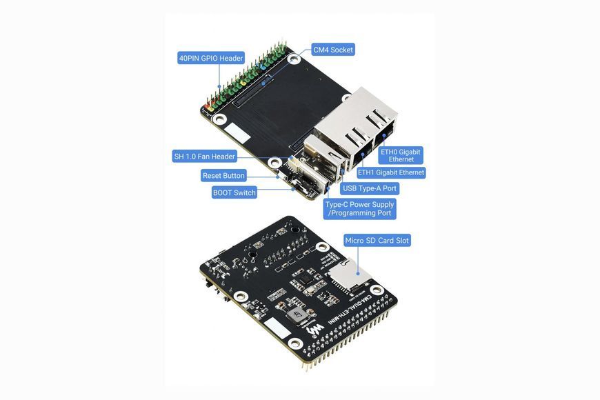 Плата розширення Mini Dual Gigabit для Raspberry PI CM4 (2xEthernet, USB) DT2696UA фото