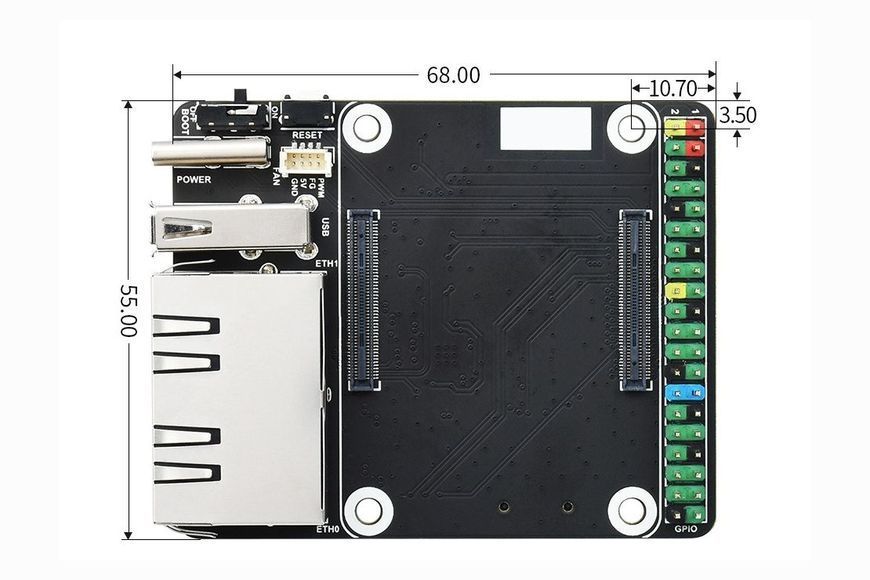 Плата розширення Mini Dual Gigabit для Raspberry PI CM4 (2xEthernet, USB) DT2696UA фото