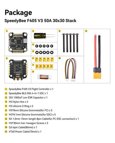 Стек FC та ESC BLS 50A 30x30 F405 V3 Speedybee DT2245UA фото