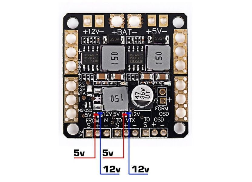 Плата розподілу живлення з BEC 5V, 12V та LC фільтром DT3010UA фото