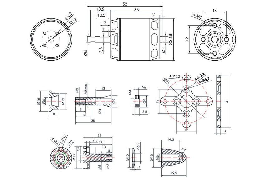 Мотор T-Motor AT2317 KV1400 700W 2-4S для літаків DT1811UA фото