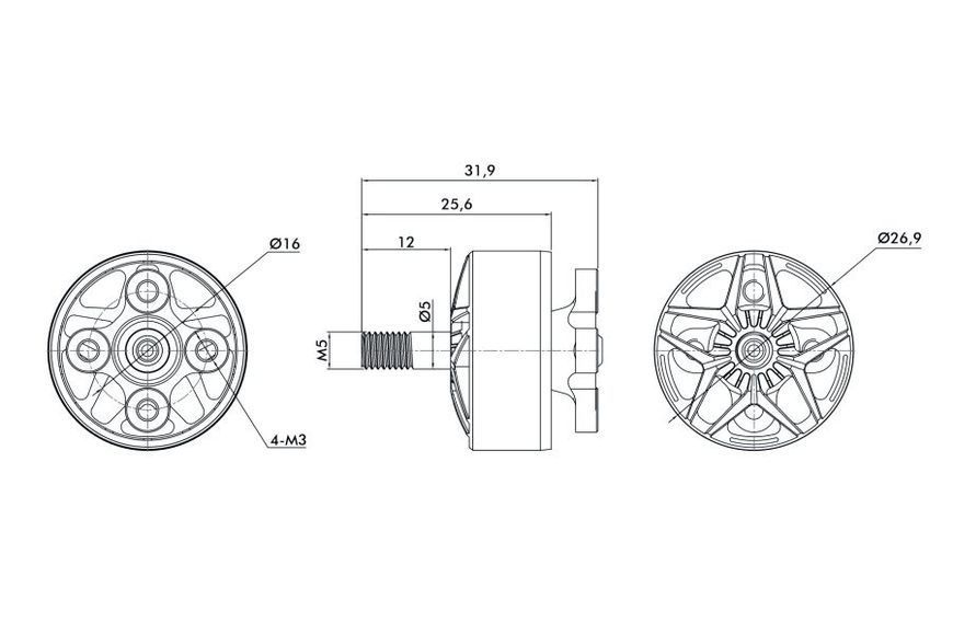 Мотор T-Motor MCK V3.0 2207.5 1910KV 5-6S для коптерів DT1714UA фото