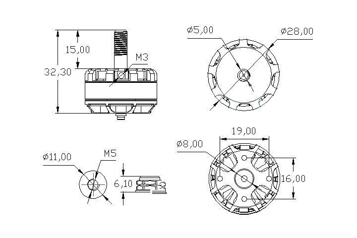 Мотор Tarot MT2205-II 2300KV 3-4S W CW (TL400H14) DT1765UA фото