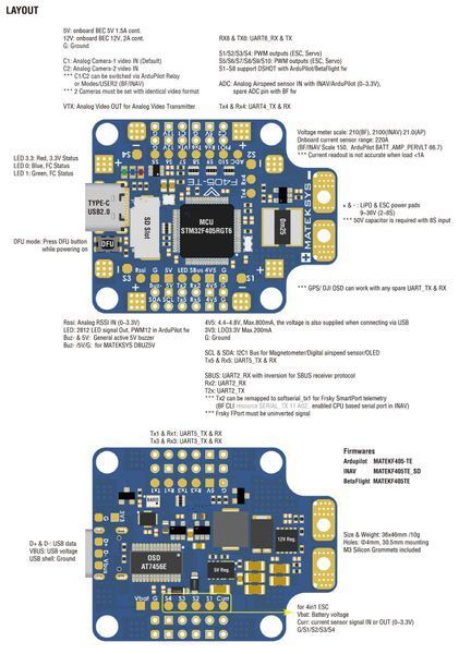 Політний контролер Matek F405 TE DT2253UA фото