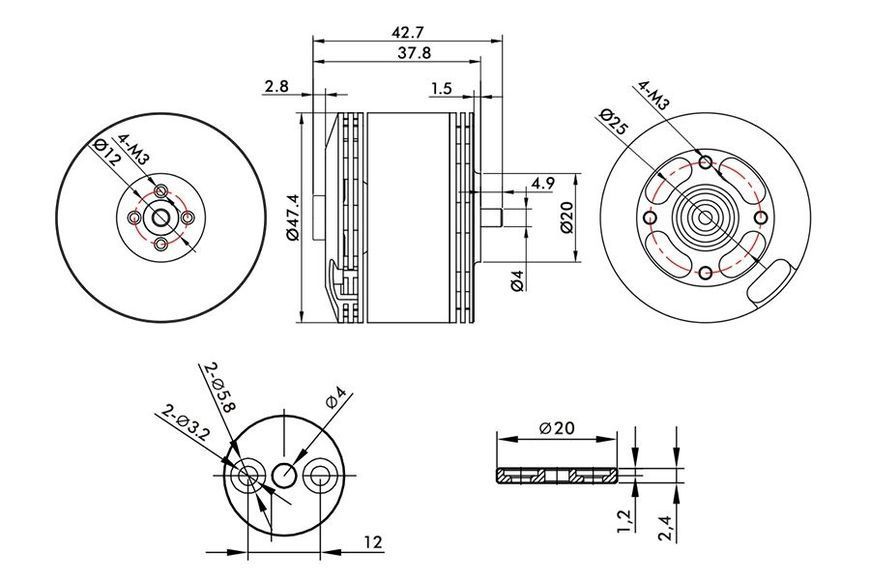 Мотор T-Motor MN4116 KV450 для мультикоптерів DT1717UA фото