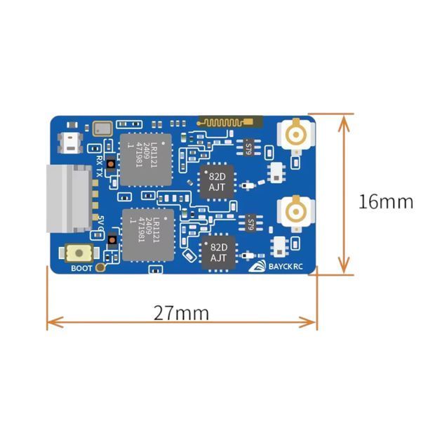 Приймач BAYCKRC 900МГц та 2.4ГГц ELRS Dual Band Gemini RX із 2 антенами для дрона 769 фото