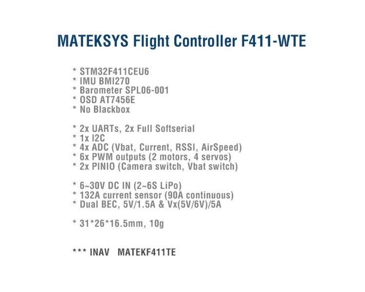 Польотний контролер F411-WTE Matek DT2255UA фото