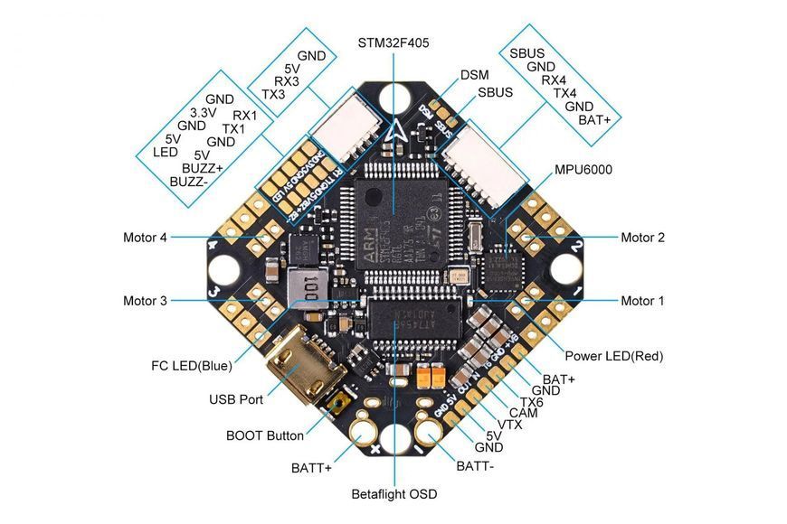 Контролер BetaFPV Toothpick F405 2-4S AIO 20A BL32 V4 BMI270 для квадрокоптерів DT2305UA фото