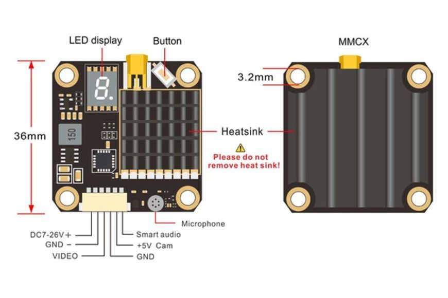 Відеопередавач VTX 5.8GHz 2W 37CH FX2 Dominator AKK DT1520UA фото