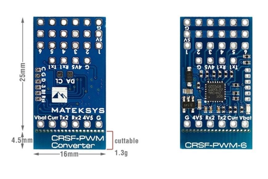 Конвертер радіокерування CRSF-PWM-6 Matek DT2208UA фото