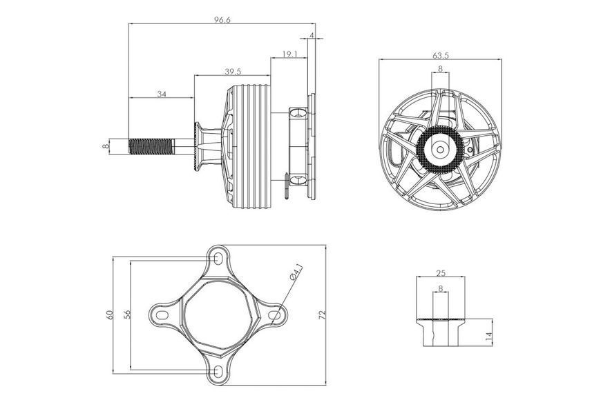 Мотор T-Motor AM600 KV555 1700W 6S DT1725UA фото