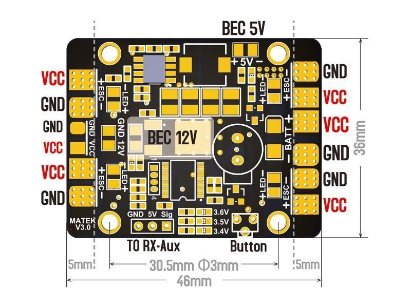 Розподільча плата MATEK V3 з BEC 5V та 12V DT2978UA фото