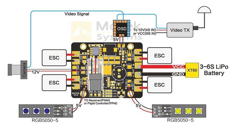 Розподільча плата MATEK V3 з BEC 5V та 12V DT2978UA фото