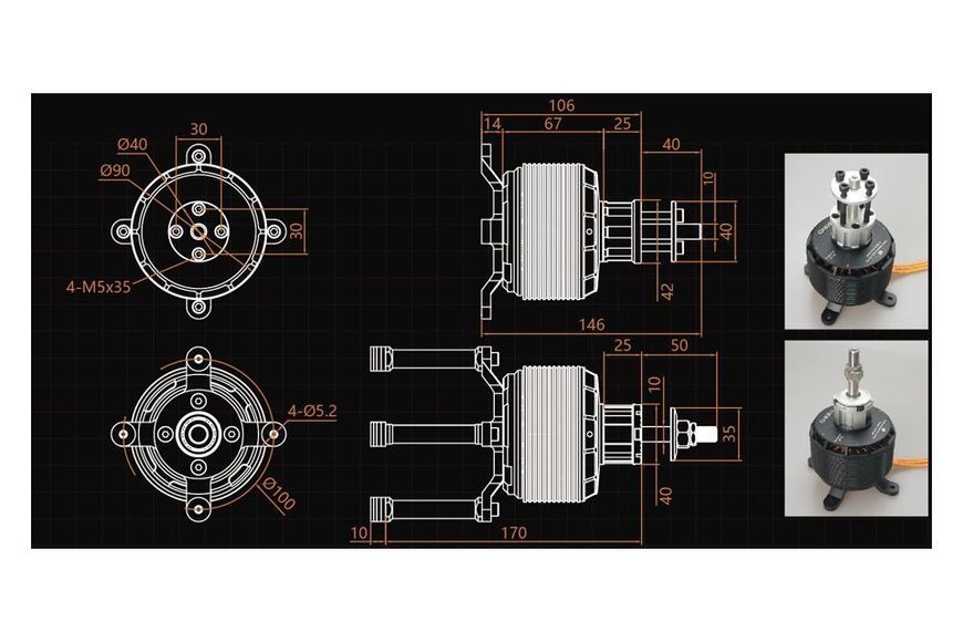 Мотор Dualsky GA8000.9 KV140 8000W для літаків DT1727UA фото