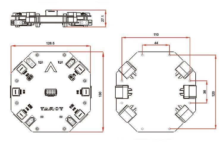 Плата розподілу живлення Tarot PDB 12S 480A для квадро/гексакоптерів DT2980UA фото