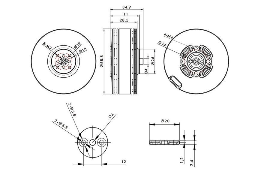 Комбо T-Motor 601-X KV170 двигун MN601-S з регулятором ALPHA 60A 12S (CCW) DT1730UA фото