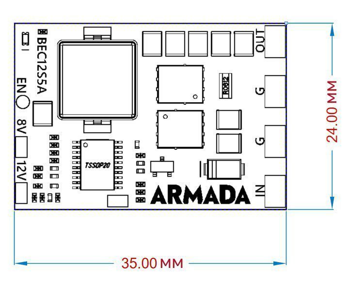 Регулятор живлення для дрона ARMADA BEC 12S 6-55В - UBEC 5В/8В/12В 5A DT2937UA фото