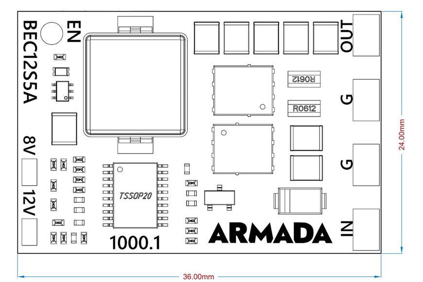 Регулятор живлення для дрона ARMADA BEC 12S 6-55В - UBEC 5В/8В/12В 5A DT2937UA фото