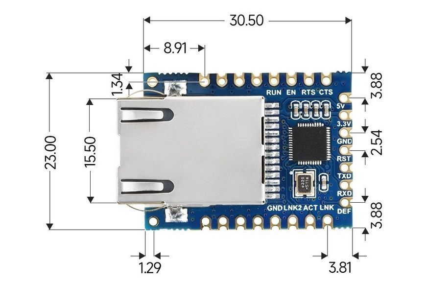 Конвертер Waveshare UART to ETH (B) LAN DT2943UA фото