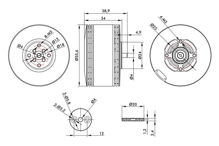 Мотор T-Motor V505 KV260 12S DT1687UA фото