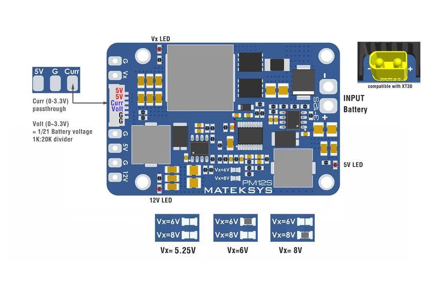 Модуль живлення Matek 12S 9-55V 3xBEC xV5V12V DT2995UA фото